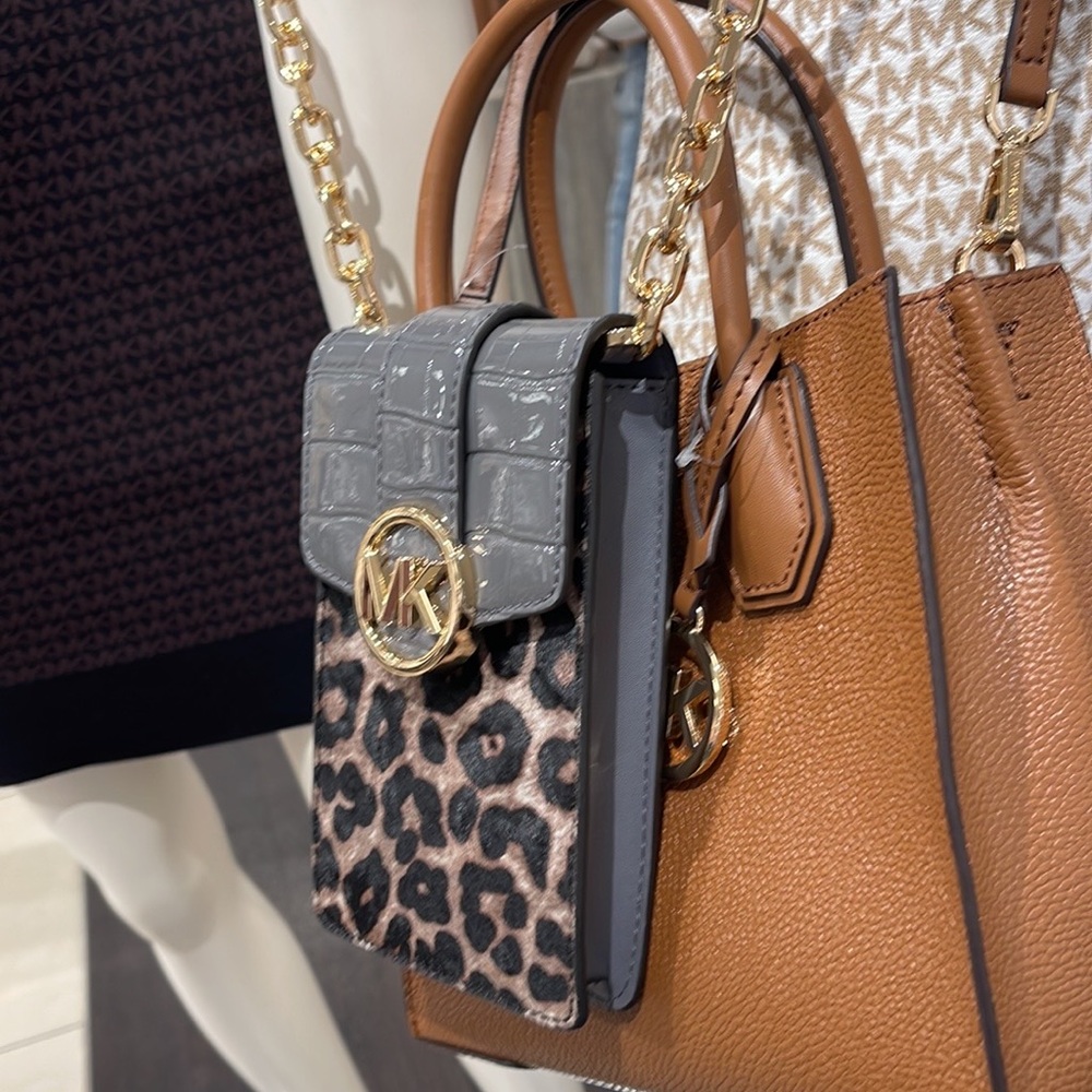 Michael Kors Carmen Small NS Phone XBODY HairCalf 
HTHR Gray Multi - Picture 2 of 16